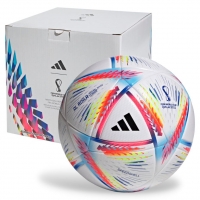 Piłka nożna adidas Al Rihla League box biało-różowo-niebieska w H57782